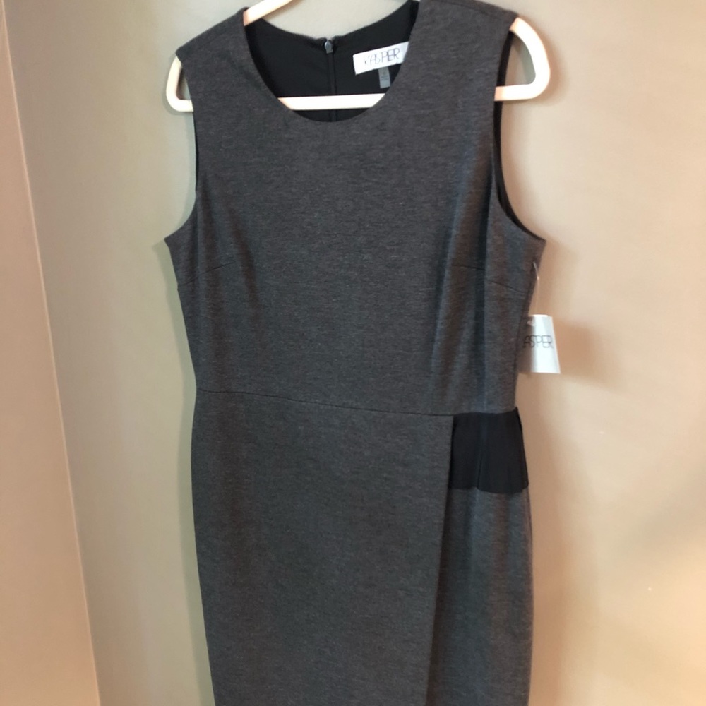 Kasper Charcoal grey Ponte knit dress.